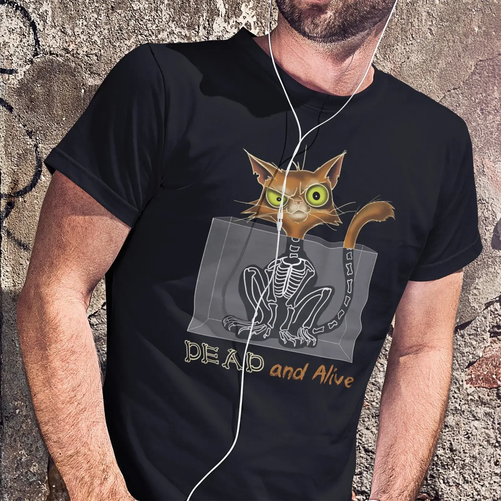 T-shirt Chat de Schrödinger Mort ou Vivant – Blague Amusante sur la Physique et la Science – Vintage, Lavé, Élégant, Extensible, Graphique Polyvalent