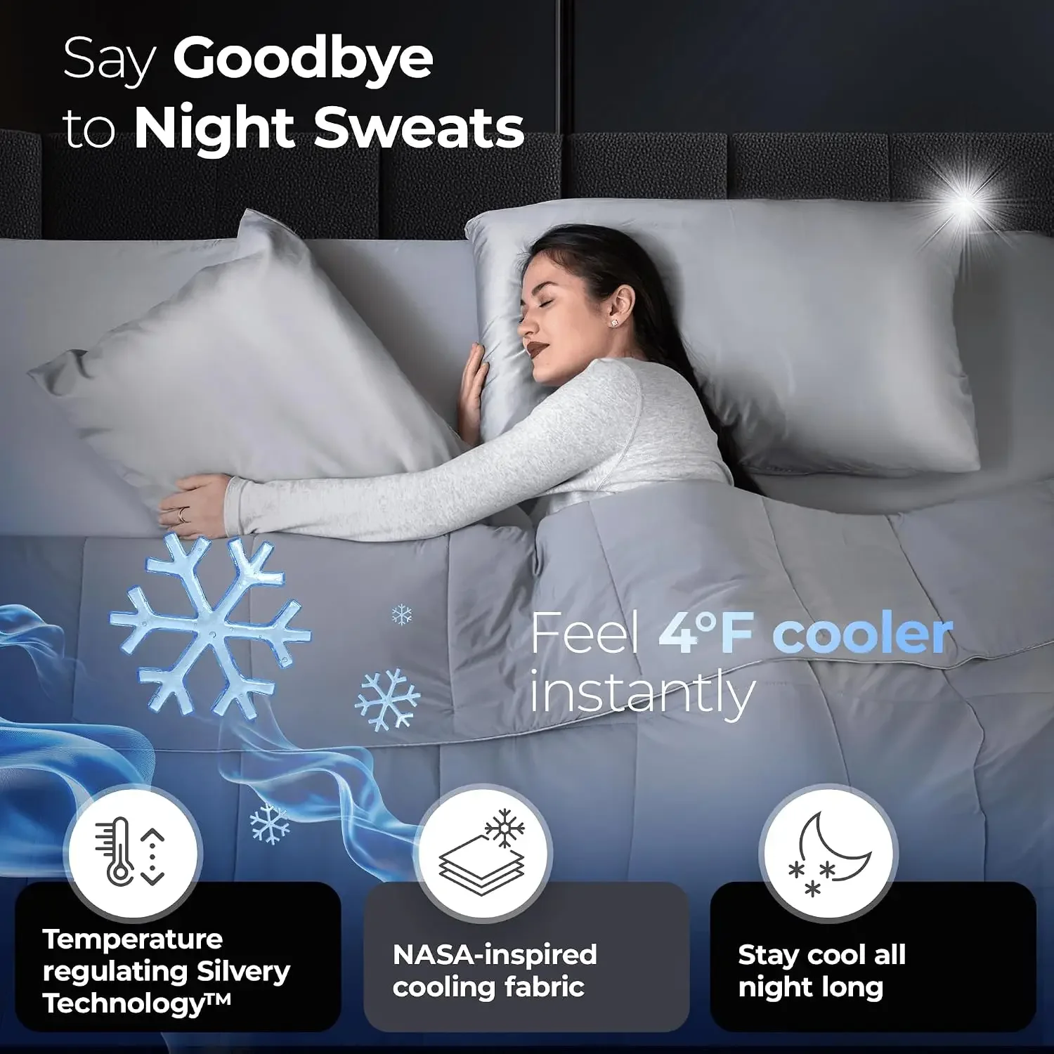 Silver-Infused Cooling Comforter - Award-Winning Self-Cooling Blanket for Hot Sleepers with Self-Cleaning Technology