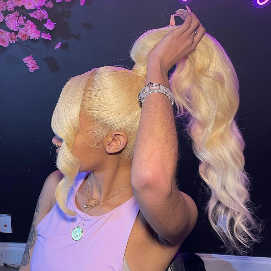 250% 300% High Density Bone Straight 13x4 13x6 HD Transparent Lace Front Human Hair Wigs For Women 613 Honey Blonde 360 Full Lace Wig Pre Plucked With Baby Hair