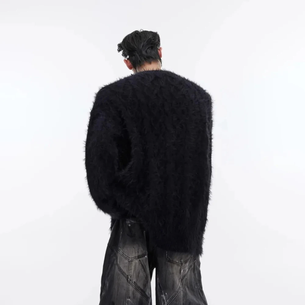 Mens Spring Sweater Fluffy Metallic Pearl Knitwear Fashion Casual Outdoor Warm Designer Soft Long Sleeve Top Men'S Clothing 2026