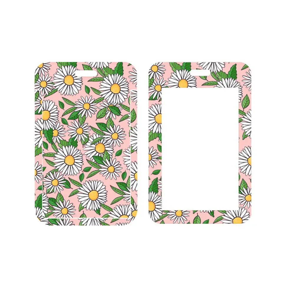 Saco de cartão com fecho de correr com pescoço flor impressão colhedor para adolescentes luva do cartão de identificação caso do crachá do cartão de crédito do banco titular do crachá da bolsa da moeda