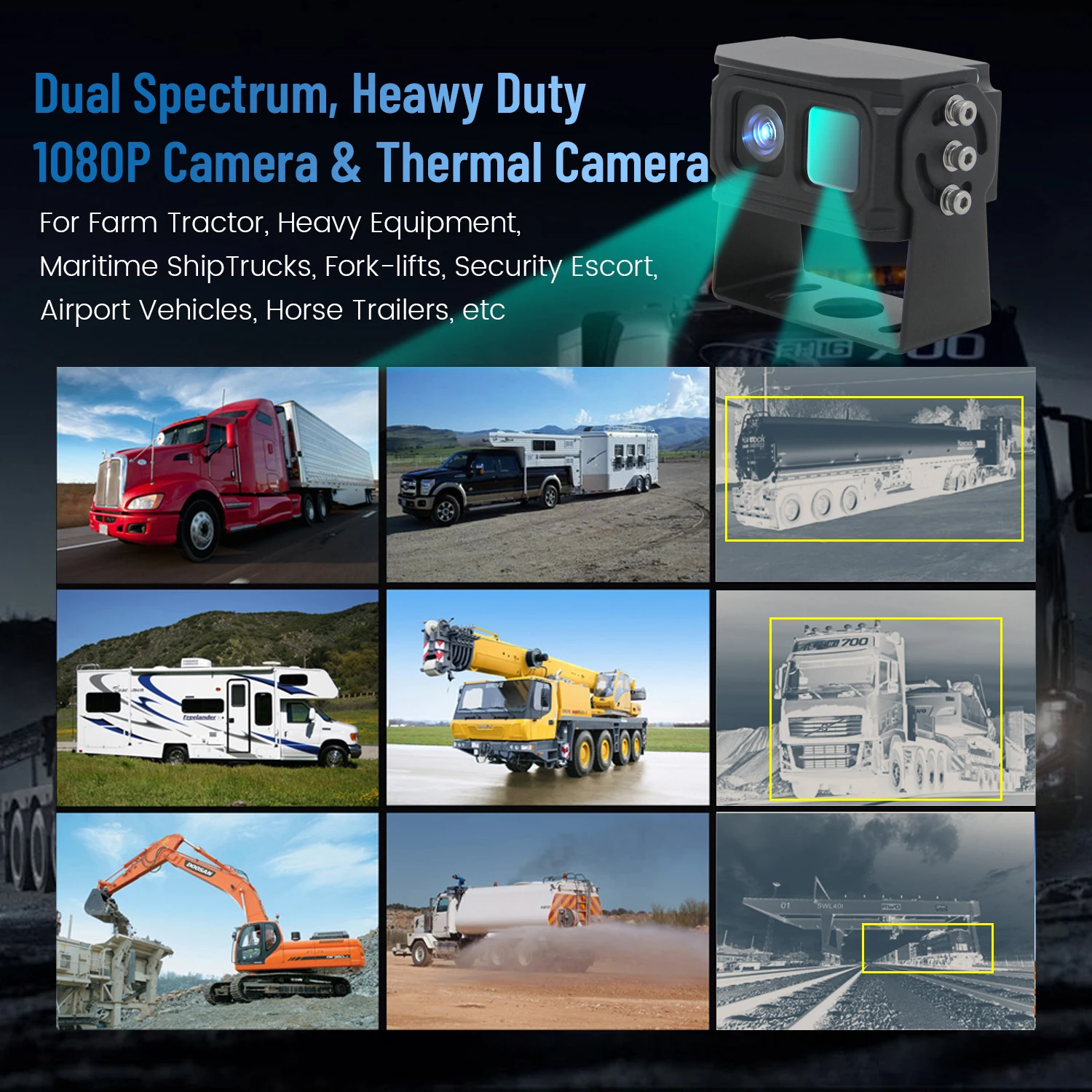 Thermal Imaging  for Vehicles & Construction Machinery: Night Vision, Human/Vehicle Detection, Security Driving Assistant