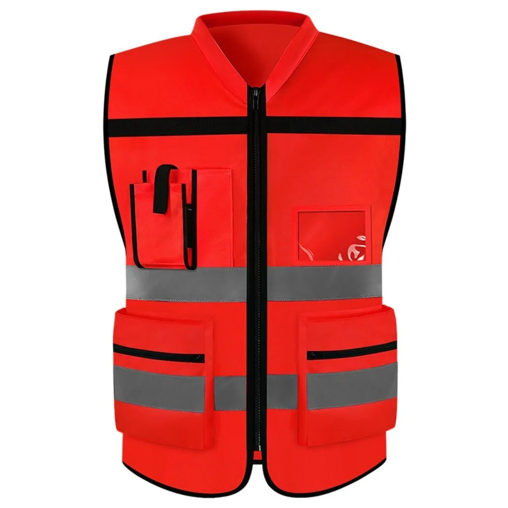 

With Pockets Reflective Safety Vest Reflective With Zipper Work Vest Waistcoat High Visibility Vest Volunteer Activities
