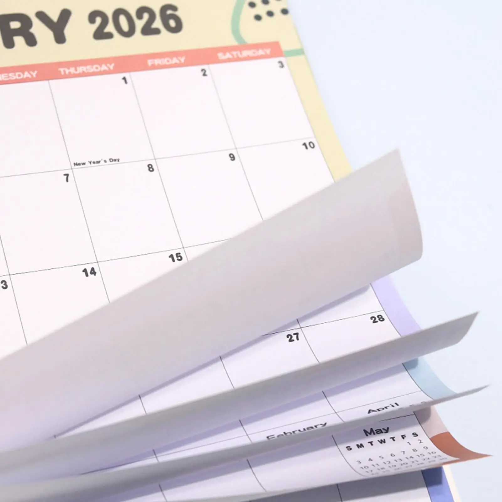 2026 Wall Calendar Planner 12-Month Goal Tracking Decorative Poster Large Family Schedule Organizer for Home Office Study