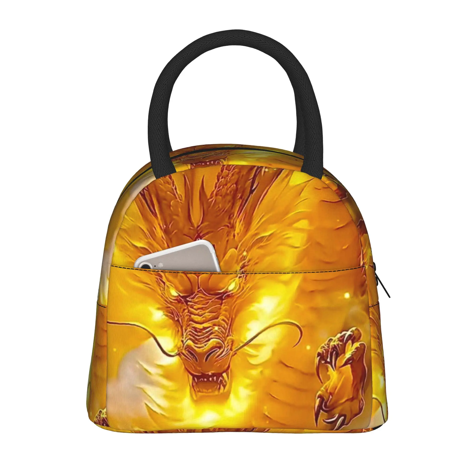 Back to school season  Snack Bag Golden Divine Chinese Dragon Washable Good Quality Portable Leakproof Lunch Bag