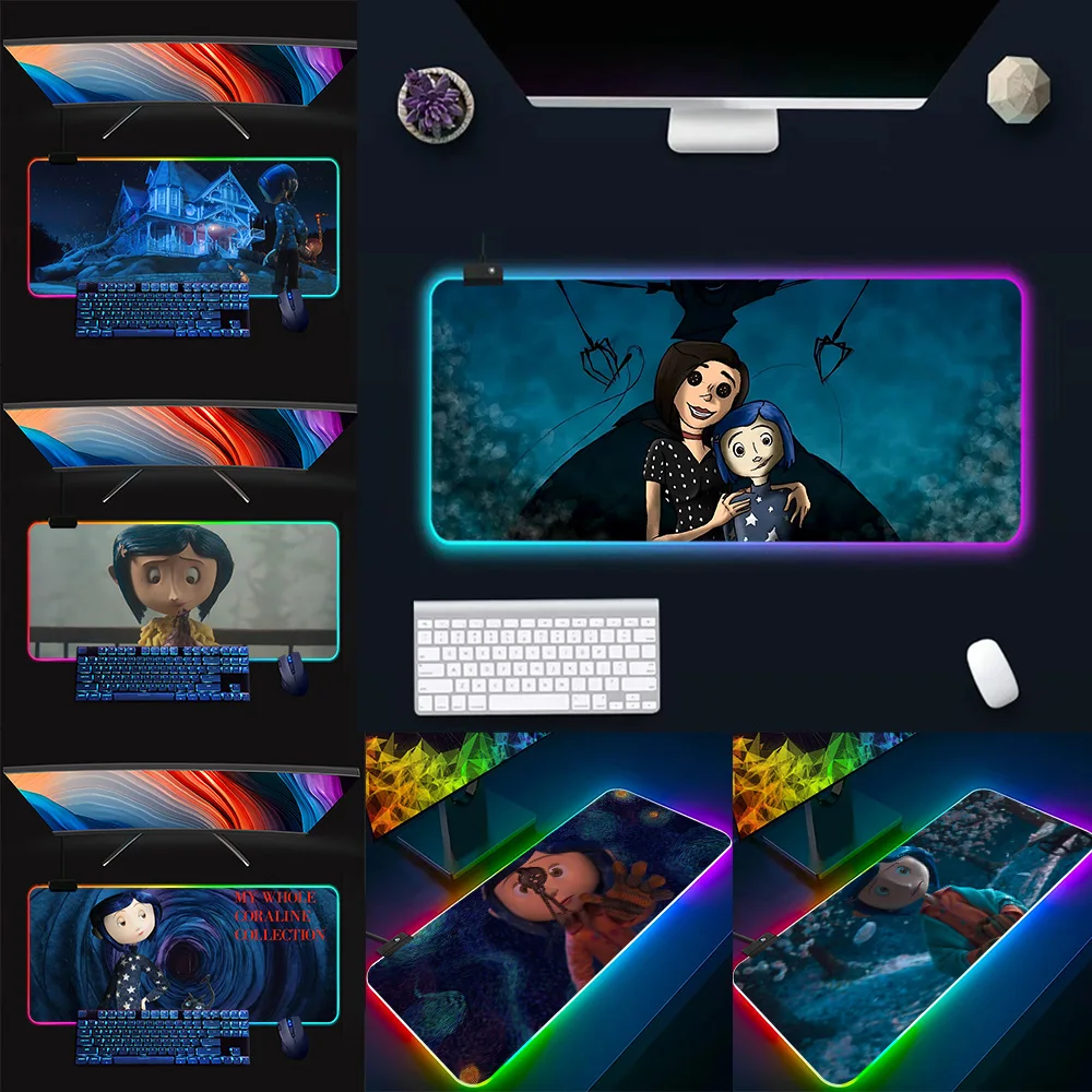 

Horry C-Coraline RGB Pc Gamer Keyboard Mouse Pad Mousepad LED Glowing Mouse Mats Rubber Gaming Computer Mausepad