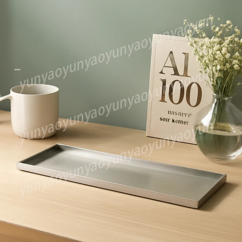 Extra Thick Stainless Steel Flower Pot Tray Rectangular Drainage Saucer XXL Planter Plate for Indoor Balcony Plant Box
