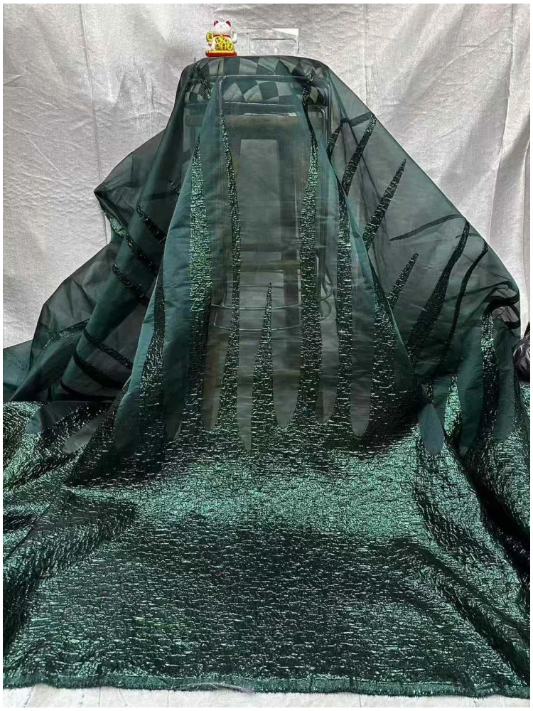 African Brocade Jacquard Organza Lace Fabric  Net Tulle Lace French Gilding Lace Fabric For Wedding Sew Dress