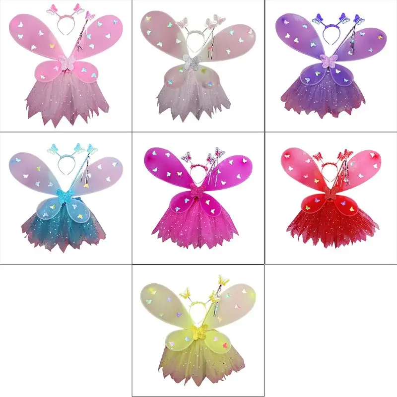 Disfraz hada princesa 634C para niña, vestido con tutú para varita mariposa, diadema para niños, juego rol