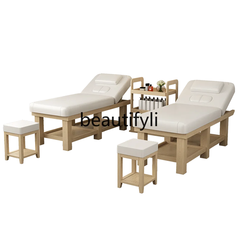 

Solid wood beauty massage physiotherapy household with chest hole TCM massage body embroidery ear bed