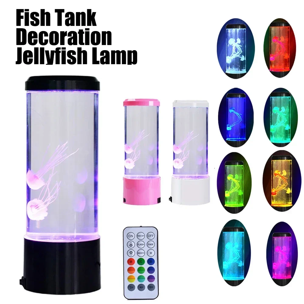 Jellyfish Lamp LED Remote Control Color Changing Aquarium Light With 8 Colors Home Decoration Lights Night Lights Pet Supplies