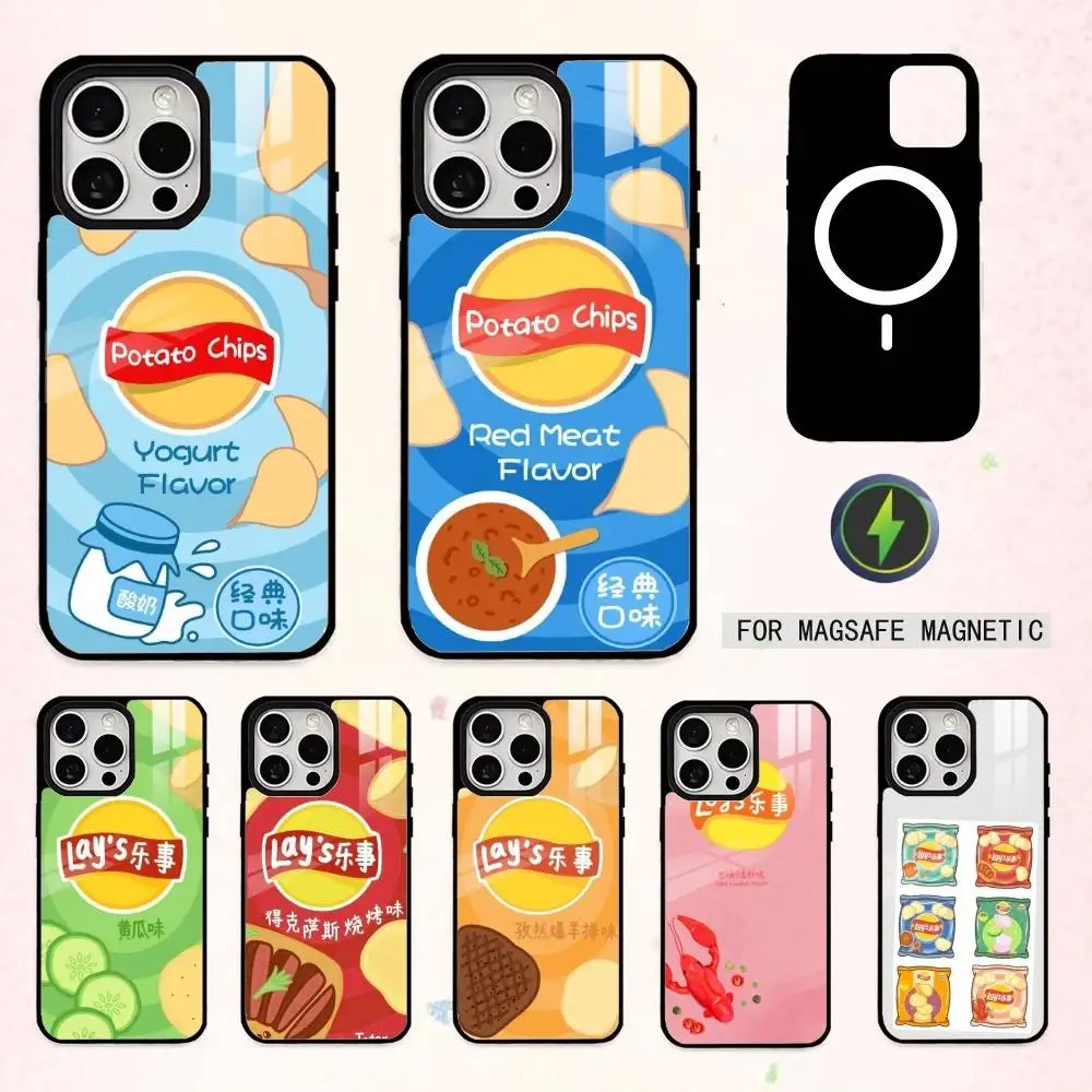 

Potato C-Chips L-Lay-s Phone Case For iPhone17,16,15,14,13,12,11 Plus,Pro Max Magnetic For Magsafe Wireless Charging
