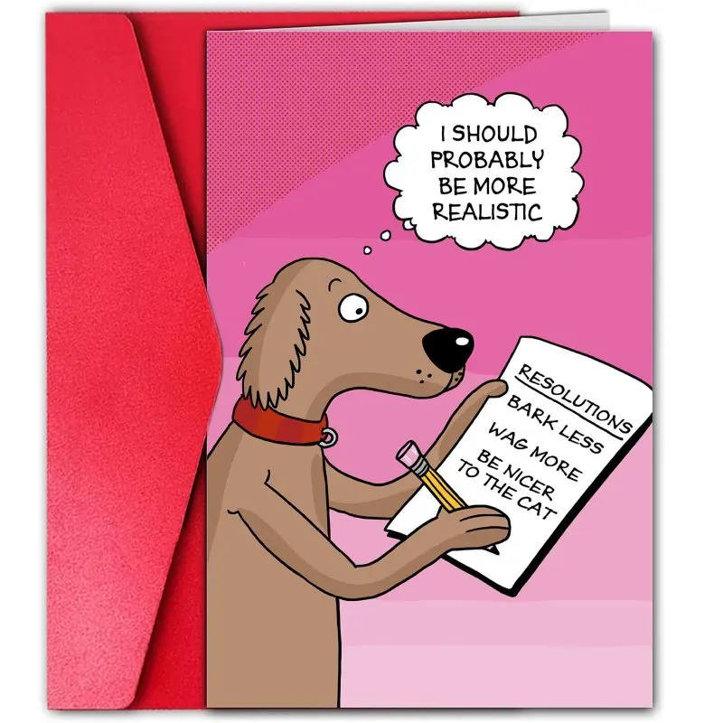 1pc, 2025 Happy New Year card, funny dog New Year card, New Year wishes card, New Year celebration party card
