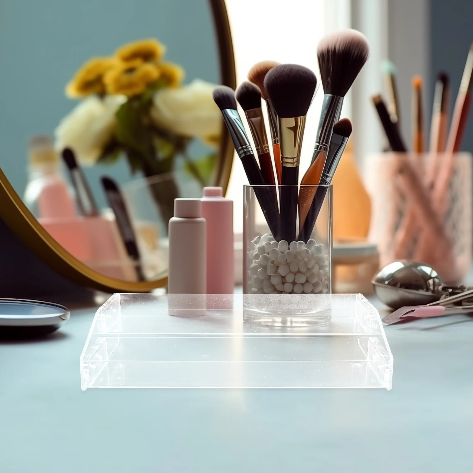 

Multi-Layer Acrylic Display Rack Space-Saving Large Capacity Stand For Perfume Cosmetics Jewelry Collectibles Organizer