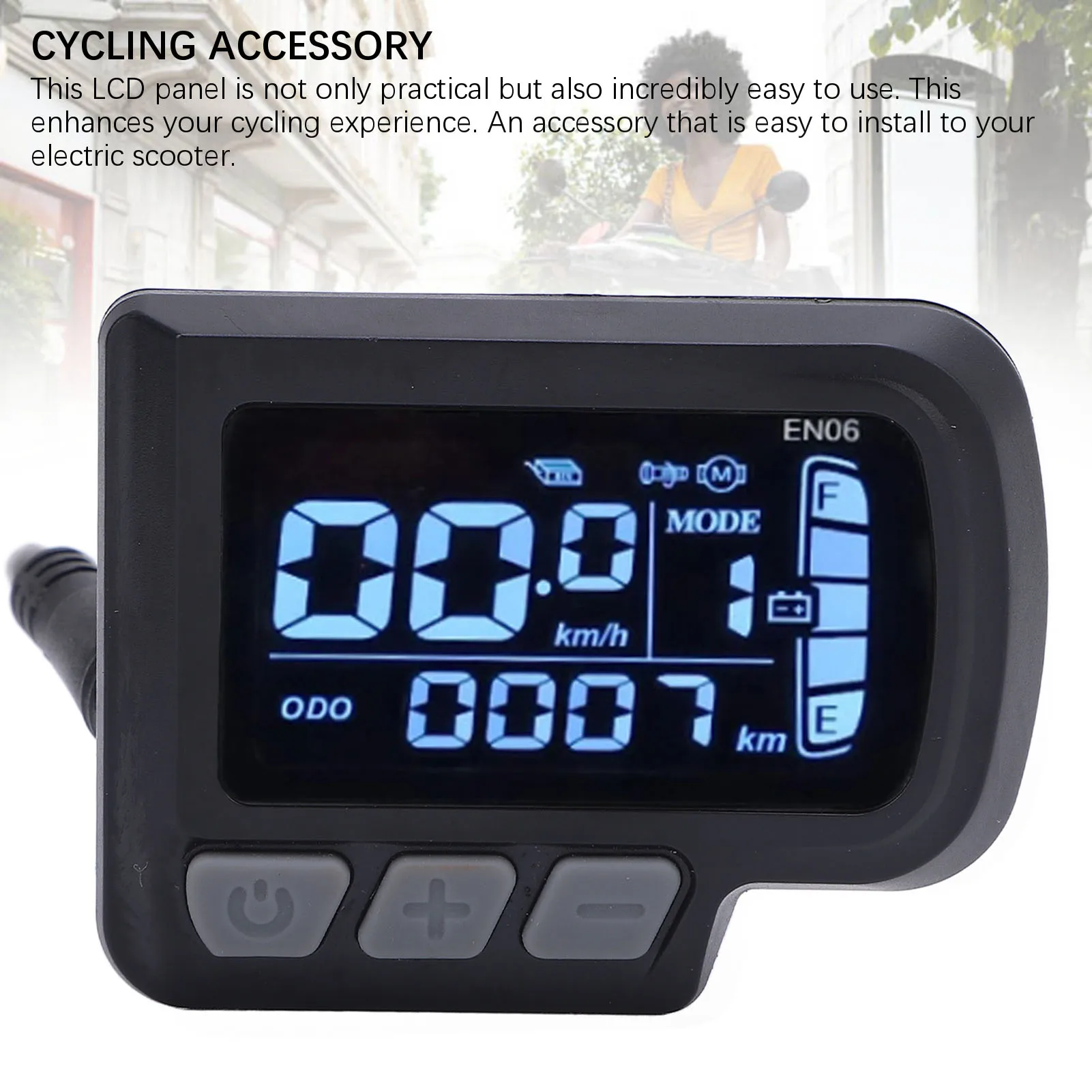 Picture 5: Electric Scooter LCD Panel LCD-EN06 Panel with USB 6 Pin Water Resistant Connector 24-48V Easy Using Durable Cycling LCD Display