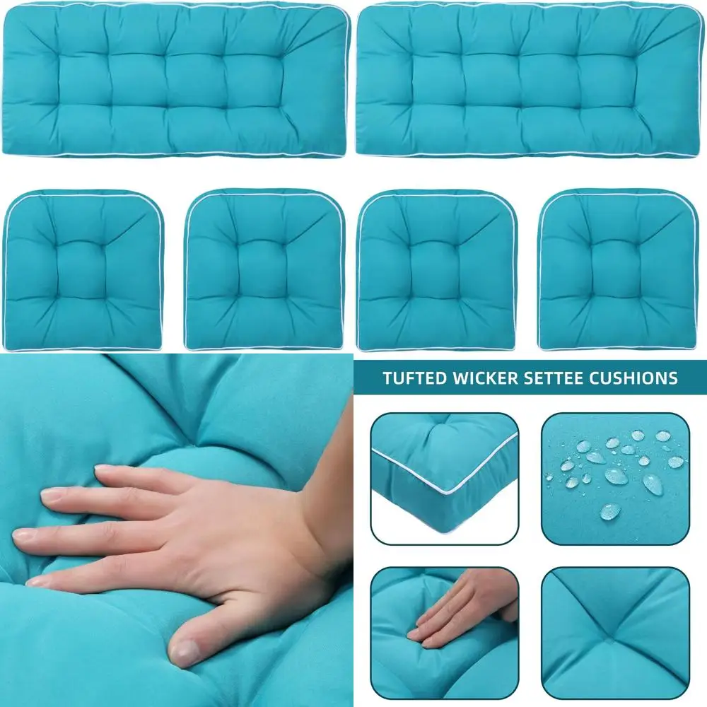 

All-Weather 3-Piece Wicker Cushion Set: Loveseat & 2 Bench Cushions for Patio