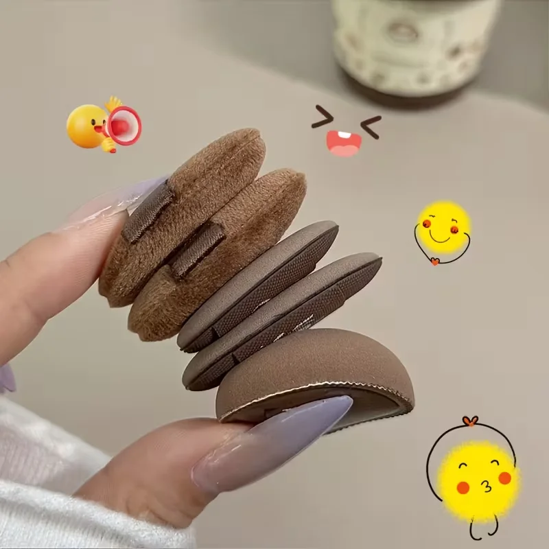 5PCS 미니 커피 파우더 퍼프 세트, 습식 및 건식 손가락 끝 스폰지, 부드러운 피부 친화적인 플로킹 메이크업 쿠션, 메이크업 도구