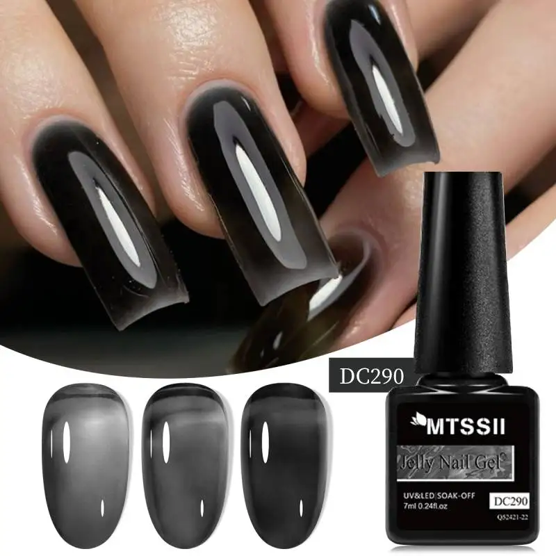 Mtssii 7ML Jelly Amber Gel Nail Polish Black White Crystal Translucent Dull Color Nail Art Gel Semi Permanent Gel Polish Varnish