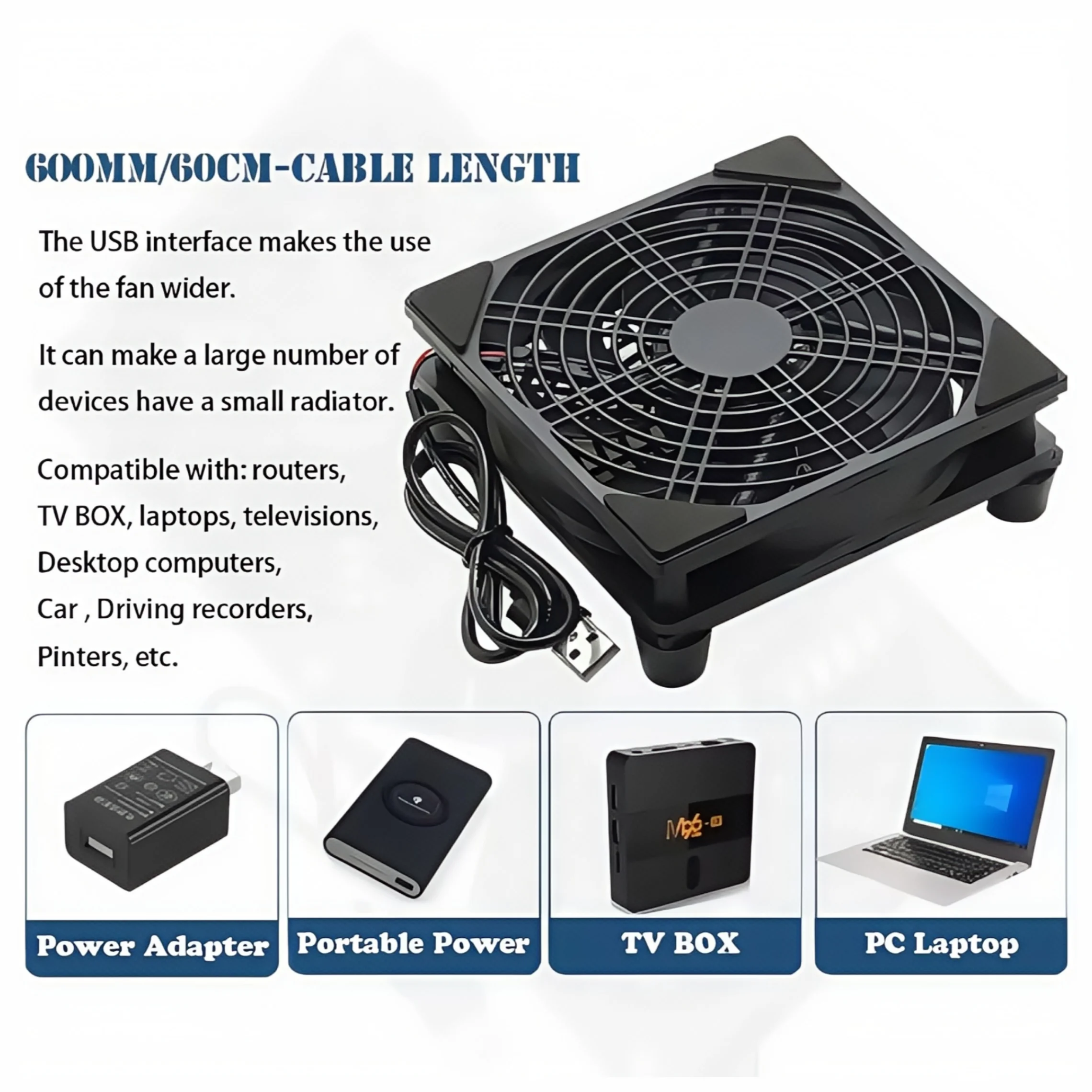 CX FUTRUE USB Interface Cooling Fan, 5V, 120MM ABS、 Laptop/Computer/Mobile Phone/Router Can Be Used, With A Speed Of 1400.