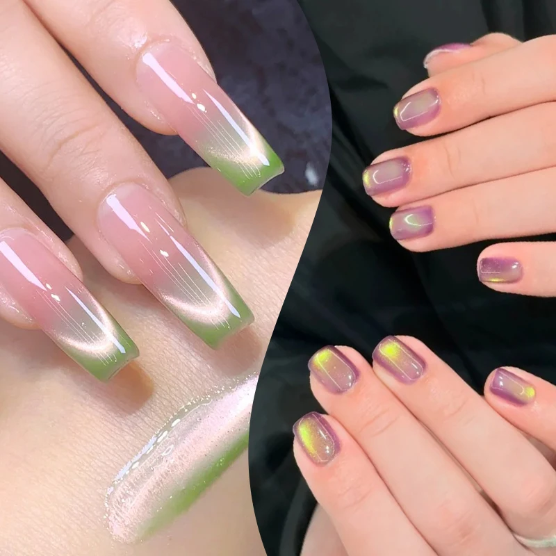 7ml Guava สีเขียวแมวแม่เหล็กเจล Shine Glitter กึ่งถาวร Soak Off UV เคลือบเงา Mint สีเขียวเล็บอุปกรณ์เจล DIY Charm เล็บ