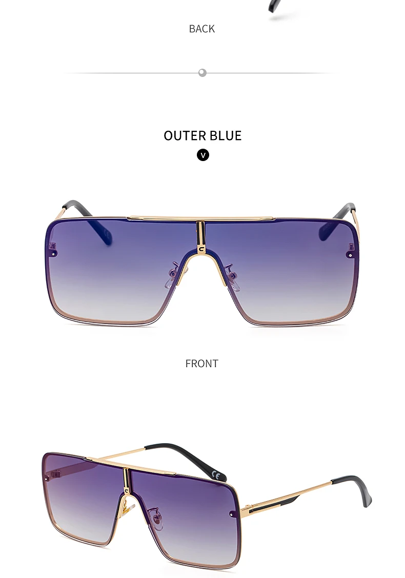 Übergroße Steampunk Einteiler-Sonnenbrille für Herren 2026 Luxusmarke Randlose Punk-Sonnenbrille für Männer Vintage Eyewear Shades – Detail 16