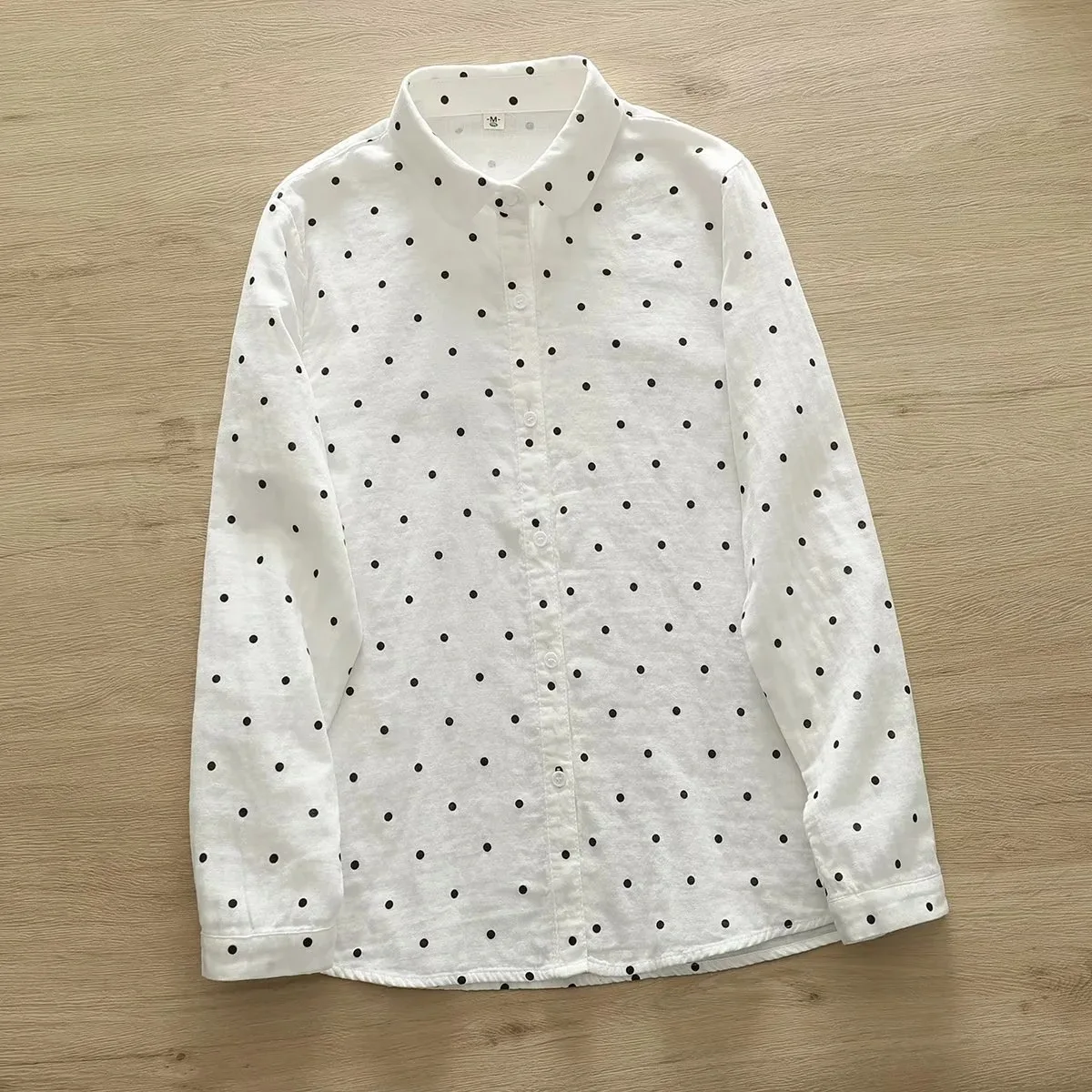 New Autumn Cotton Yarn Shirt Women Turn Down Collar Tops Girl Long Sleeve Print Cute Loose Skin Friendly Blouses Spring T39802QM