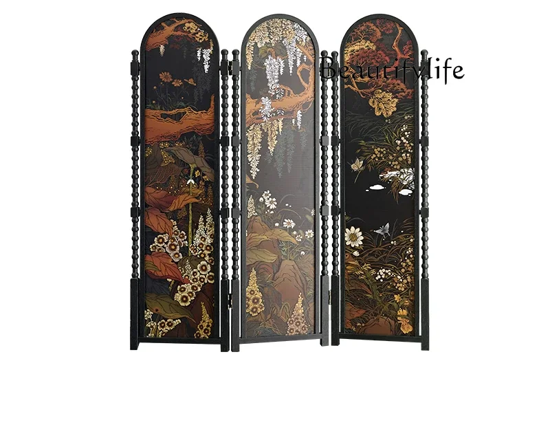 

The new Chinese-style medieval small apartment in the living room blocks the mobile folding screenL