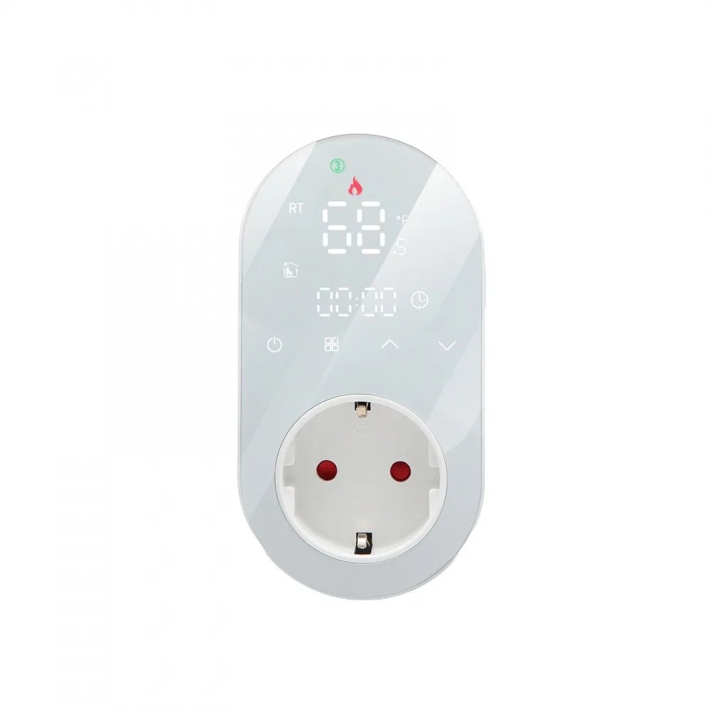 

Tuya Smart WiFi LED Thermostat EU Plug Timer Outlet Heating and Cooling Mode 16A APP Remote Control Work with Alexa Google Home