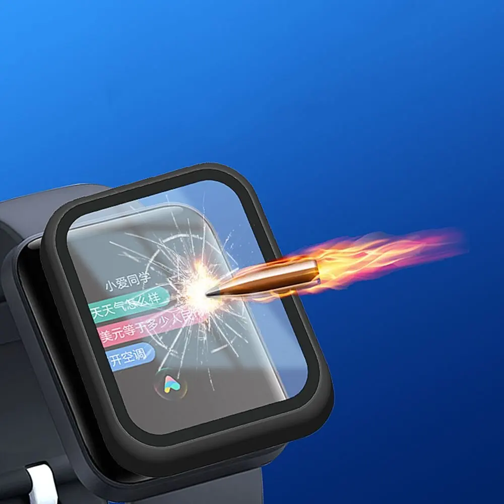 حافظة زجاجية + حافظة لساعة Redmi Watch 2 Lite ملحقات الكمبيوتر غطاء ممتص للصدمات مضاد للسقوط + واقي شاشة لساعة Xiaomi redmi watch2 lite