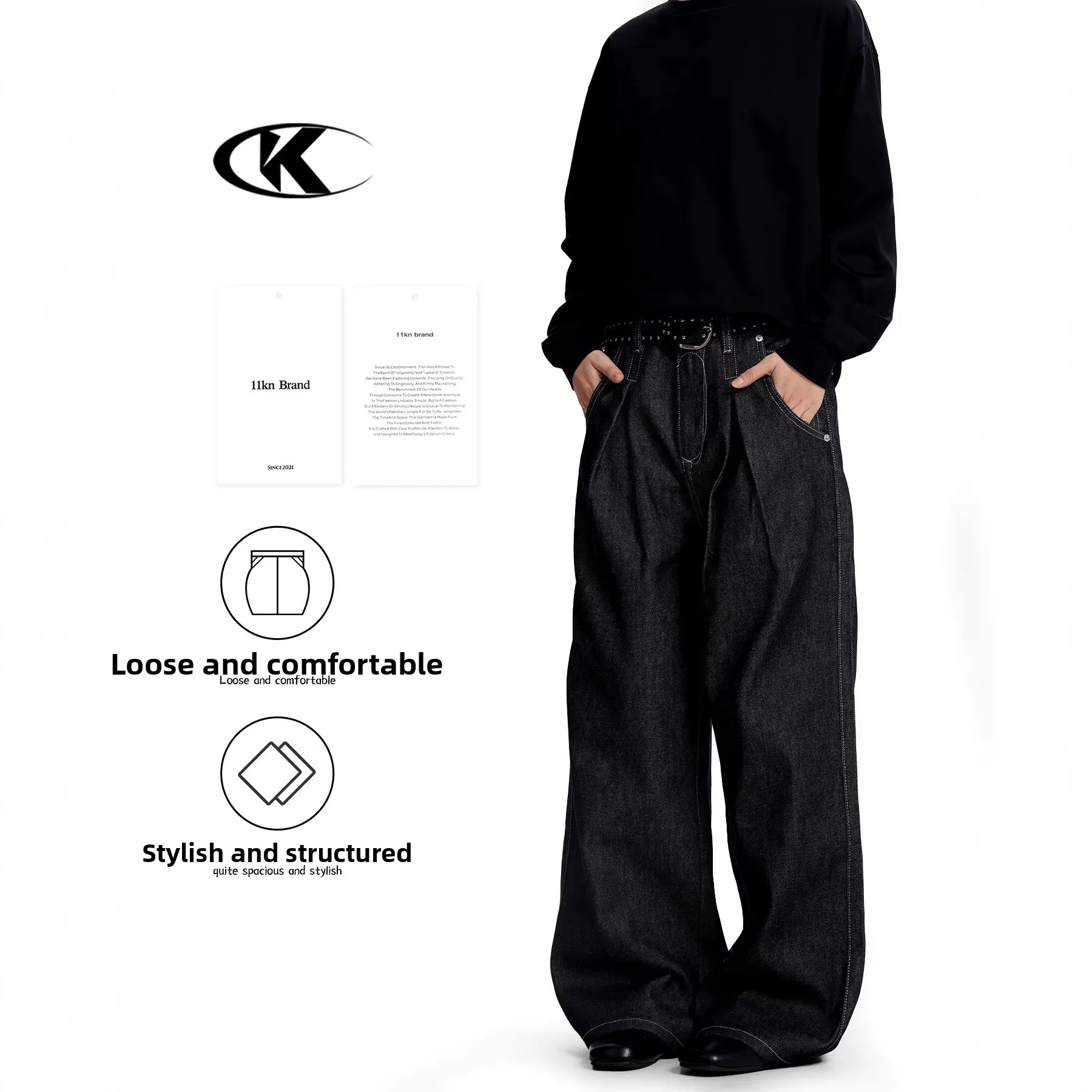 

American Sle Straight Leg Vintage Waed Casual Jeans Men Women Loose Fit Wide Leg Jeans Youth Daily Wear Loose Straight Cut