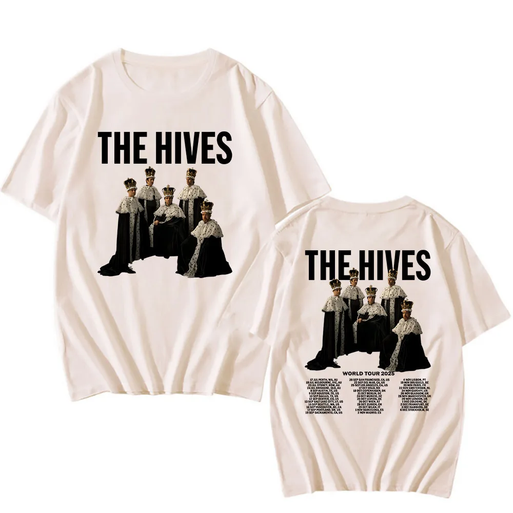 

The Hives World Tour 2025 T-shirt Short Sleeve Summer Male Tshirts Fashion Rock Band Graphic T Shirt Unisex Streetwear Men Tees