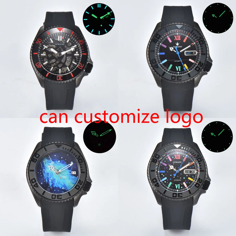 Orologio da uomo skx 007 da 40,5 mm nh35 con cassa in cristallo di zaffiro in oro rosa Movimento automatico giapponese NH35/NH36/NH70 Personalizza il logo