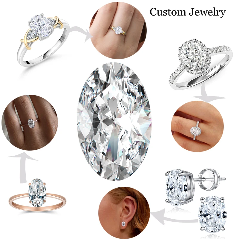 Real Oval Moissanite Loose Gemstones 0.1ct to 13ct D Color VVS1 Excellent Cut Pass Diamond Tester GRA Jewelry for Ring Earring