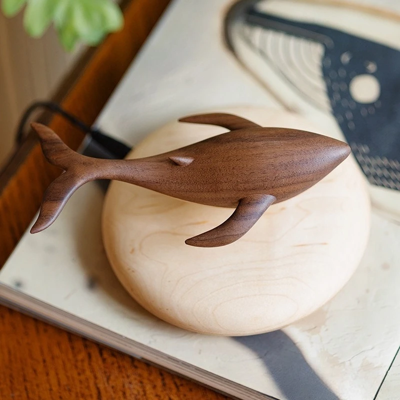 

Modern Creative Wooden Whale Statue Ornament Maglev Flying Whale Ornament Living Room Bedroom Entrance Desktop Decoration Crafts