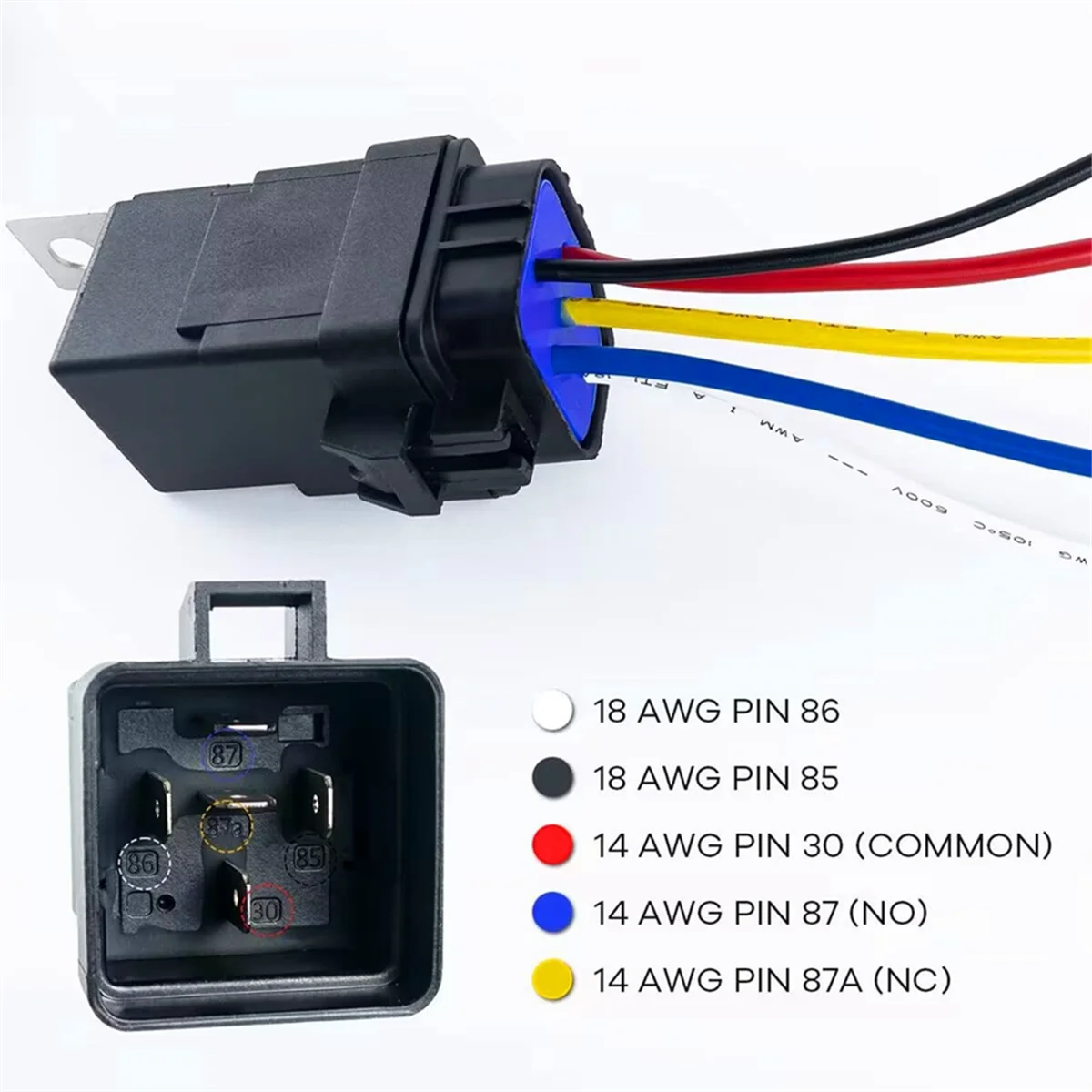 12V DC 40/30 AMP Waterproof Relay Harness Tinned Copper Wires 5-PIN SPDT Automotive Relay Car Relay ,5 Pack