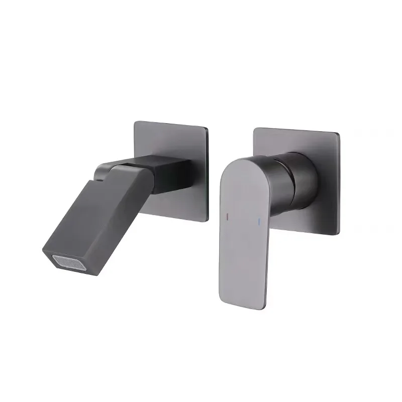 

Concealed folding faucet wash basin hot and cold all-copper bathroom hot melt pre-embedded wall gun ash household