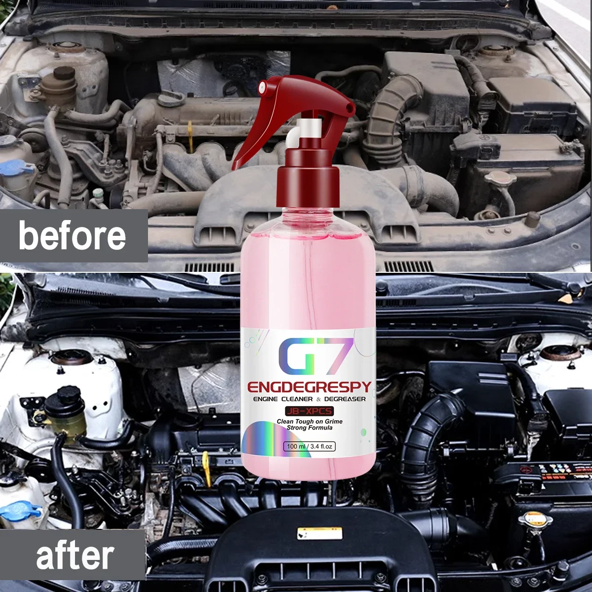 Nettoyeur de baie de moteur de voiture, produit de nettoyage de décontamination puissant pour compartiment moteur, produit de nettoyage de voiture
