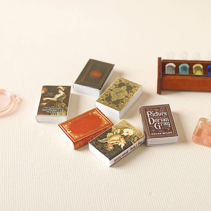 6Pcs 1:12 Dollhouse Miniature Book Comic Book Small Books Mini Model Kids Pretend Play Toys Doll House Decoration Accessories