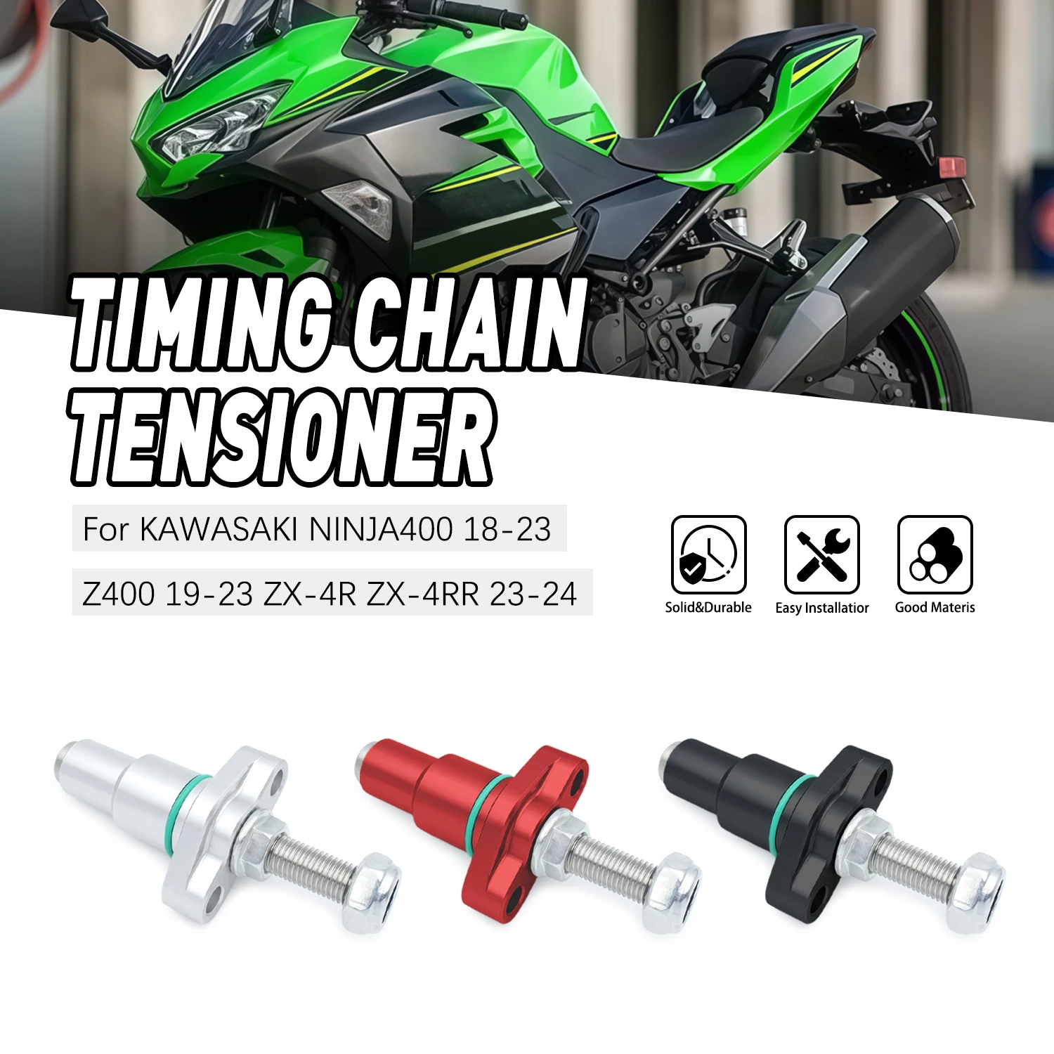 

For KAWASAKI NINJA400 2018-2023 Z400 2019-2023 ZX-4R ZX-4RR 2023-2024 12048-0111 CNC Aluminum Manual Cam Timing Chain Tensioners