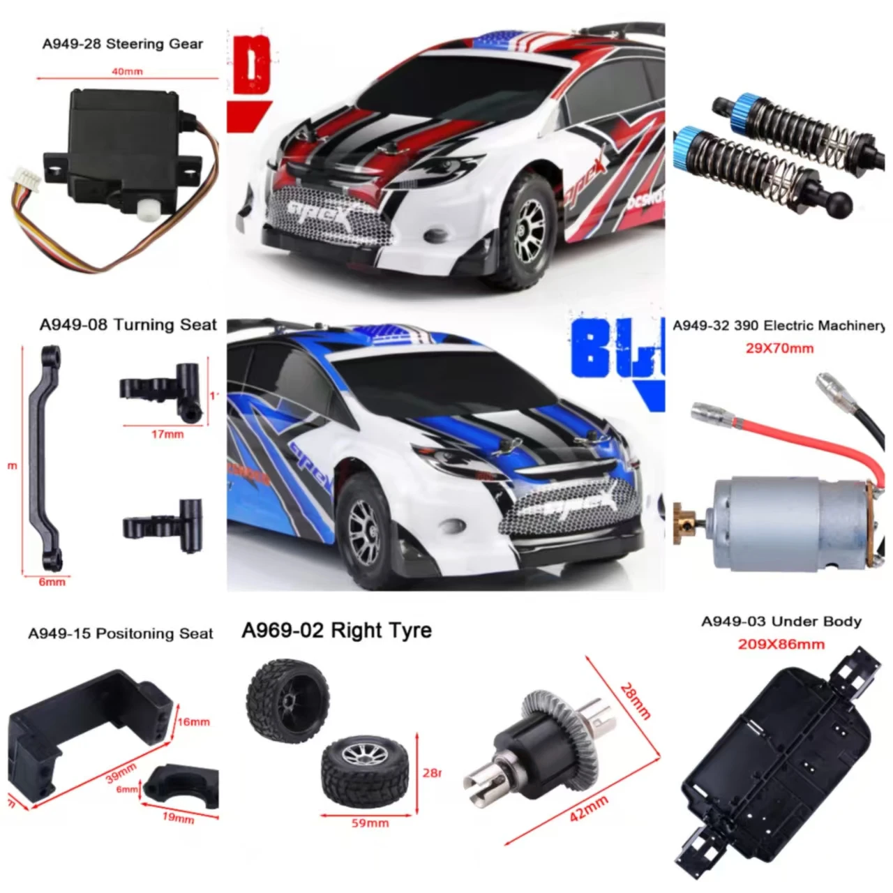 

Remote control car universal upgrade accessories WLtoysA949WLA959WLToysA969/A979/K929/WLtoysK929-B