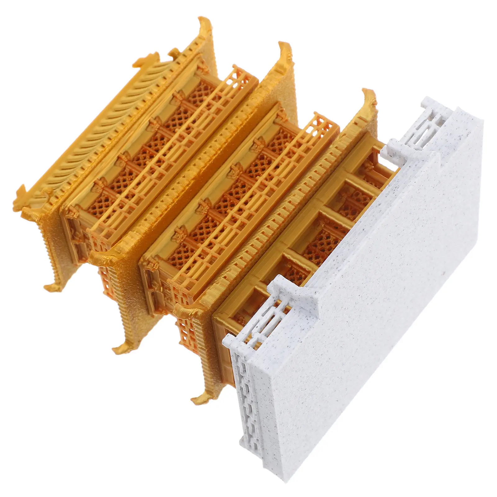 Miniature Three-Tiered Chinese Ancient Pavilion Ornament Elegant Traditional Architecture Decor for Aquarium Desktop Shelf Home