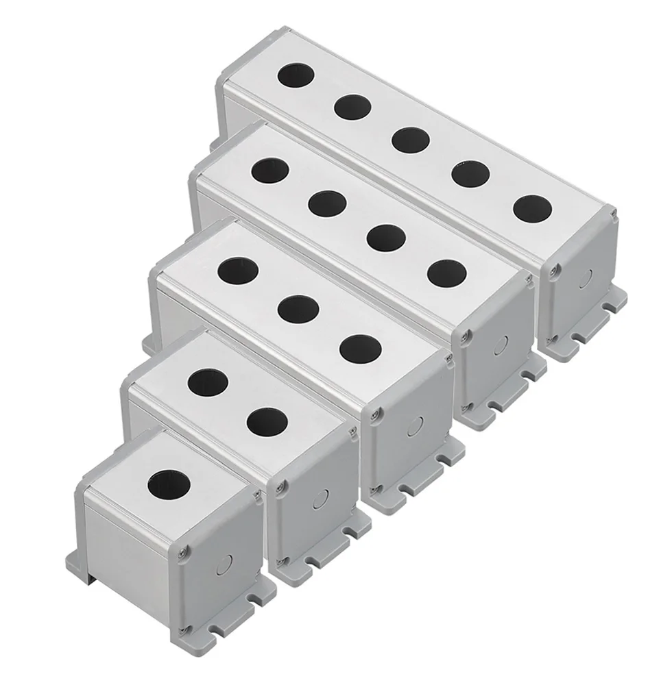 زر معدني صندوق التبديل 16/19/22 مللي متر مقاوم للماء صندوق توقف الطوارئ زر صندوق سبائك الألومنيوم بدء إيقاف صندوق التحكم 12345 ثقوب #2