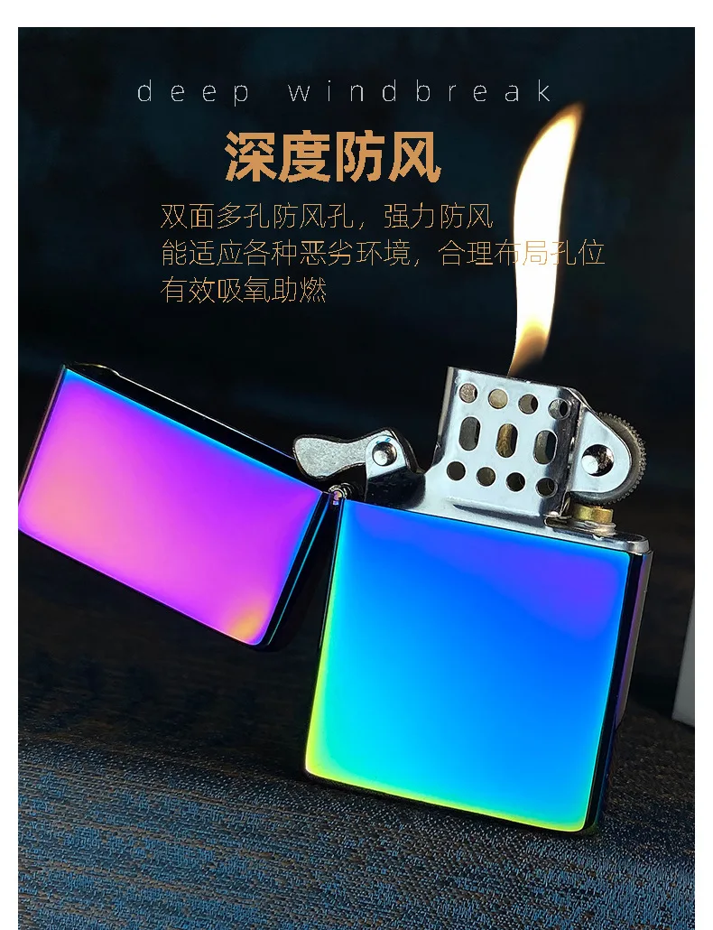 New Original ZORRO Kerosene Lighter Retro Creative Pure Copper Shell Windproof Brass Cigarette Gasoline Engine Smoking Gift Box