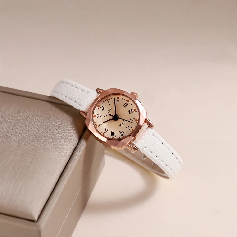 trendy small dial Roman scale quartz women lady leather watch