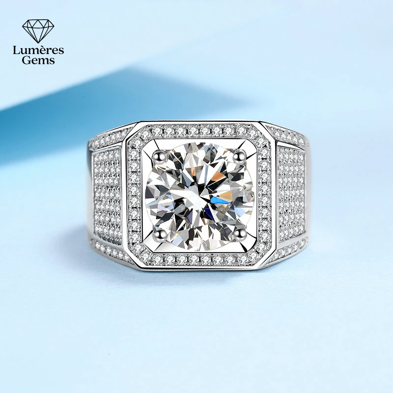 

LumièRe Gems Platinum PT950 Couple Ring 5-Carat Moissanite Diamond Fashionable Simple Design Beautiful Gift