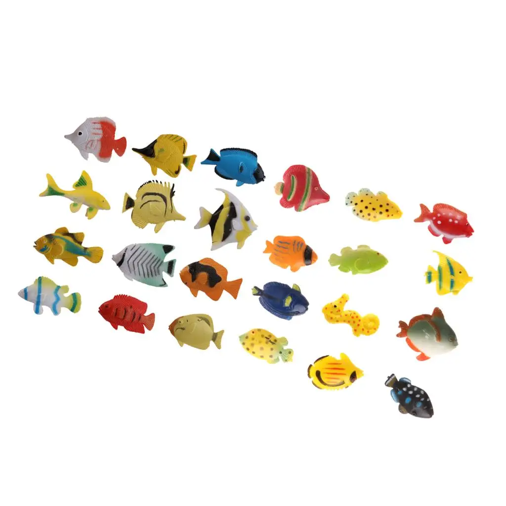 24pcs Plastic Marine Animals Toy Assorted Model Figures Kids Toys