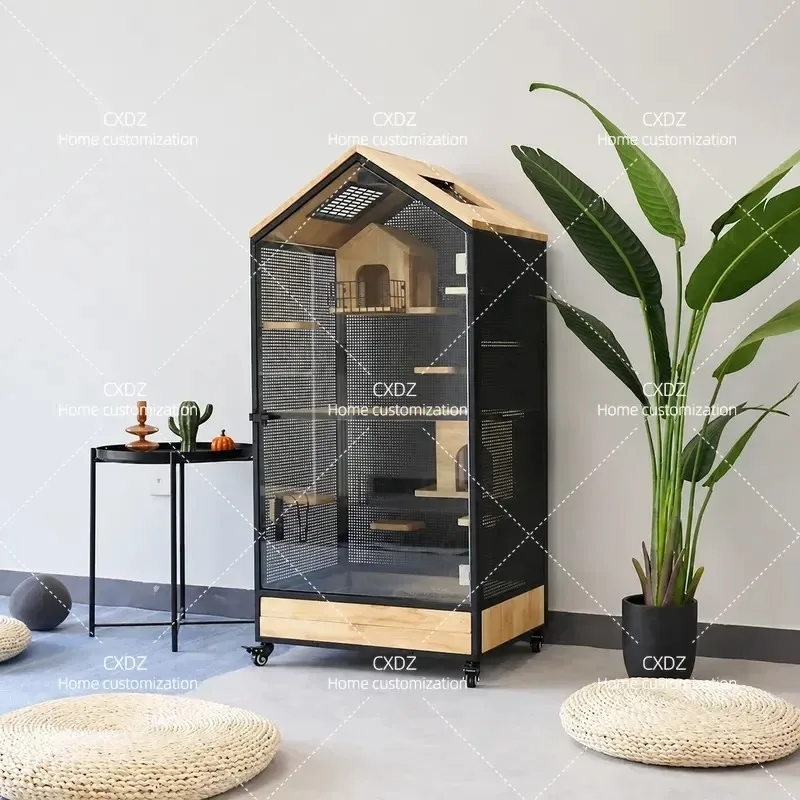 Second Generation Solid Wood Chinchilla Cage Cabinet Starry Sky Panoramic Transparent Villa Customizable