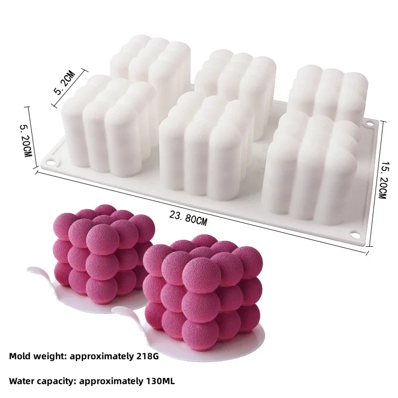 Molde esférico 3D de silicona para hornear pasteles, 6 cavidades, para Chocolate, Mousse, postre, pan, helado, pudín, pastelería, herramientas de decoración
