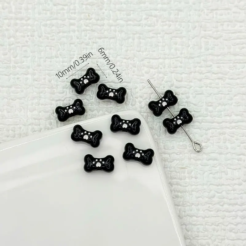 6pcs/set Cute Little Bone Beads Baked Paint Alloy Loose Spacer Beads Dog Claw for Jewelry Making DIY Accessories little bones