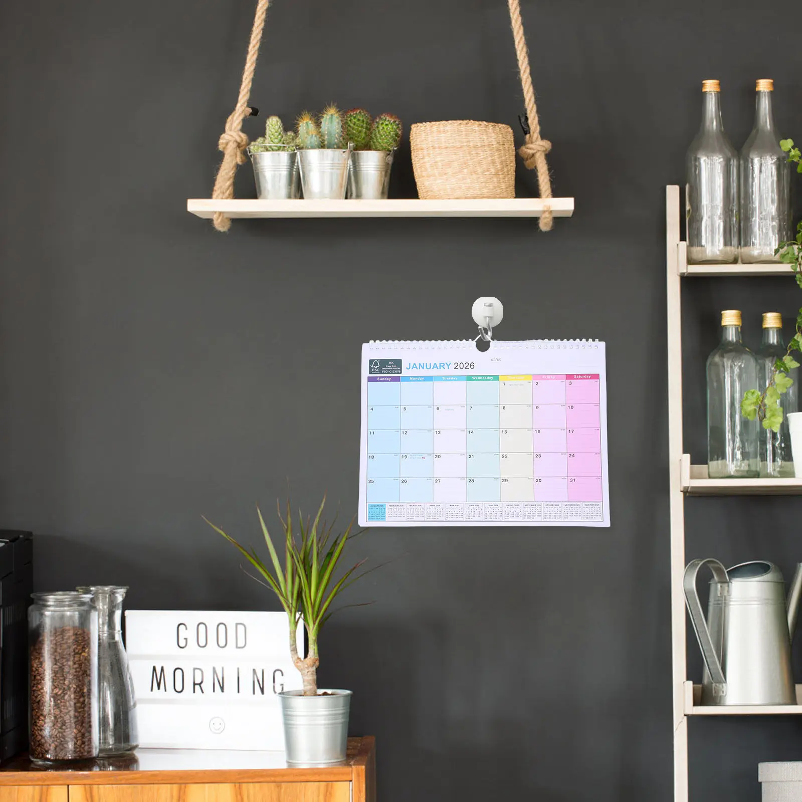 

2026-2027 Wall Calendar 18 Months Spiral Hanging Design for Daily Scheduling Holiday Tracking in Office Home Environment